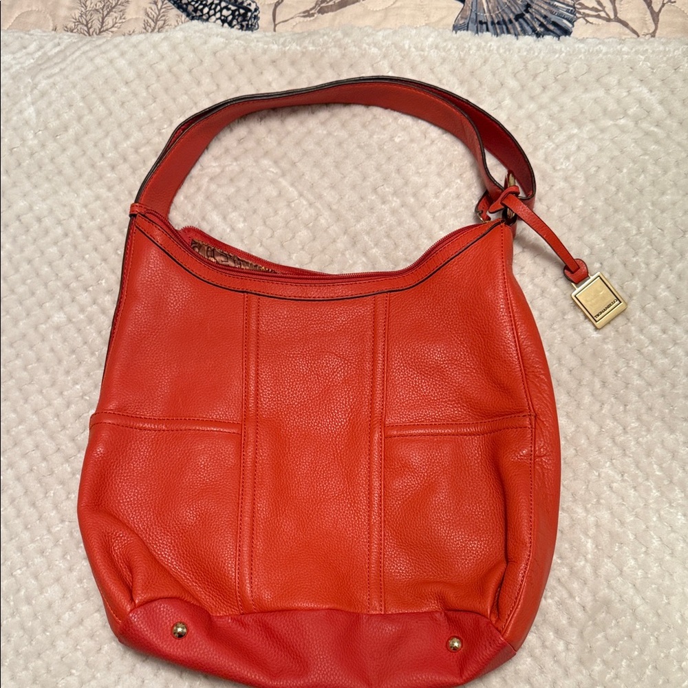 Tignanello Orange Leather Shoulder Bag